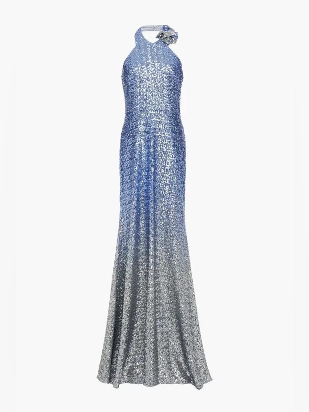 Marchesa Notte Floral-Appliquéd Dégradé Sequin Stretch-Tulle Halterneck Gown 12